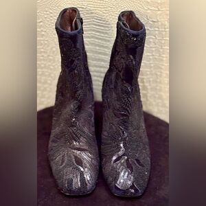 RAS Midnight Blue Sequin Ankle Boots